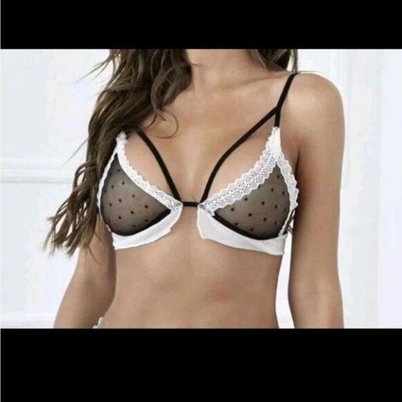 Black & White Mesh See Through Bikini Lingerie Set (Large) - Picture 6 of 12